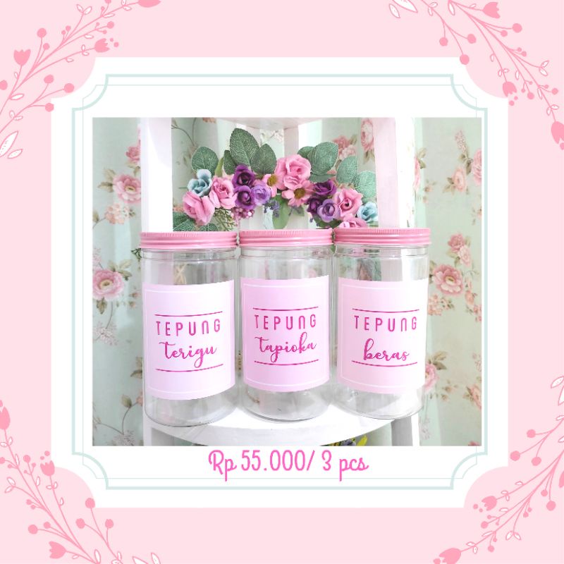 Canister set shabby chic/ wadah bumbu / wadah tepung / toples shabby