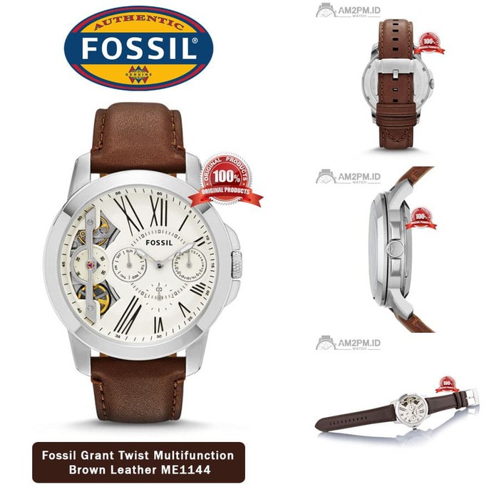 Suplier Jam Fossil Grant Twist Multifunction Brown Leather ME1144 Ori