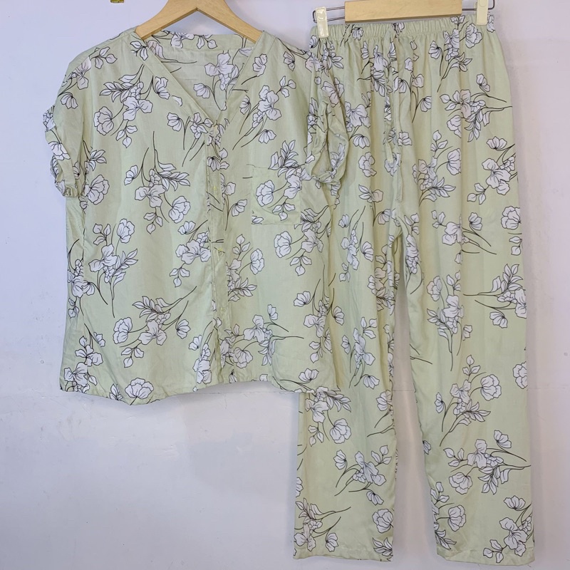 PIYAMA VNECK / PIYAMA KANCING HITS PIYAMA KANCING BUSUI / PIYAMA RAYON / HOMEWEAR-NC 4