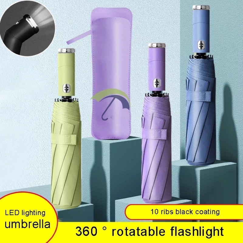 payung lipat otomatis senter automatic umbrella flashlight