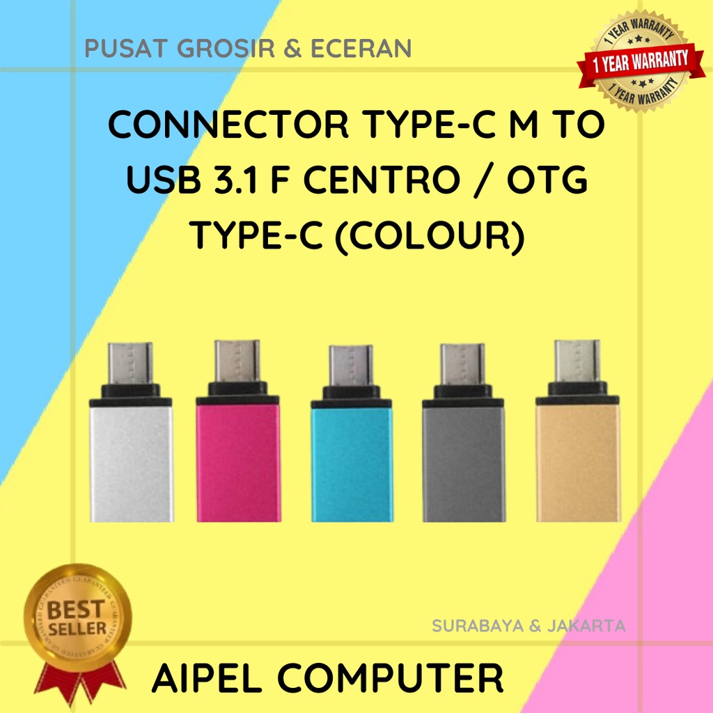 OTC | CONNECTOR TYPE-C MALE TO USB 3.1 FEMALE CENTRO / OTG TYPE-C (COLOURS)