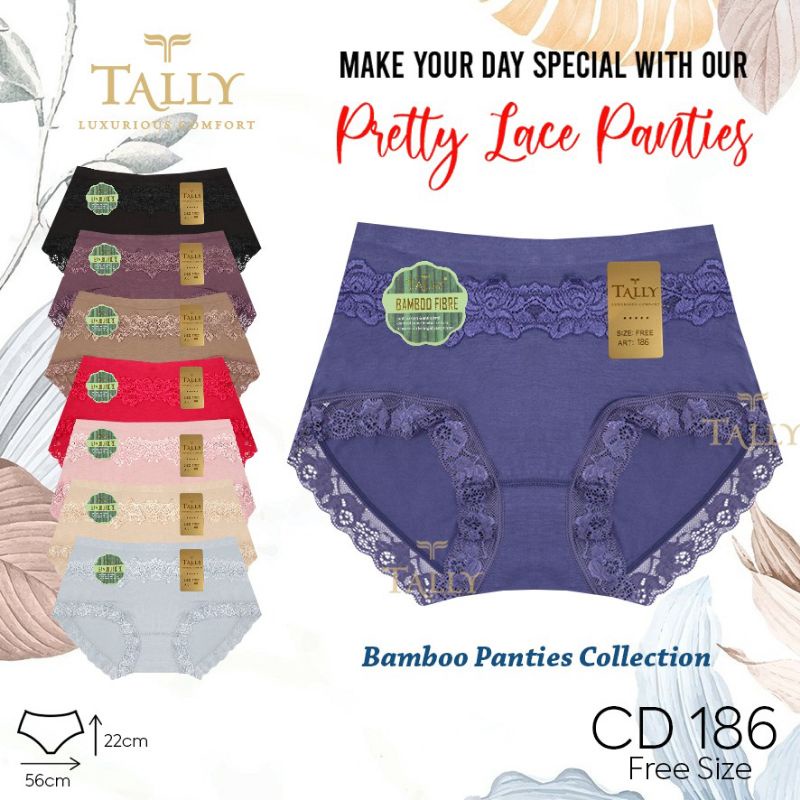 CD  KATUN BAMBOO TALLY 186 CELANA DALAM RENDA WANITA DEWASA - BUNGALILY