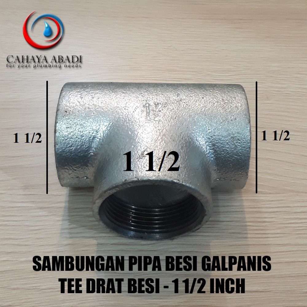 TEE BESI 1 1/2 INCH - SAMBUNGAN PIPA BESI GALVANIS - GALUNGGUNG