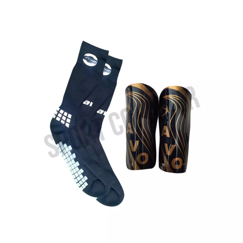 PAKET KAOSKAKI FUTSAL PENDEK ANTISLIP &amp; DEKKER SEPAK BOLA AVO WARNA HITAM