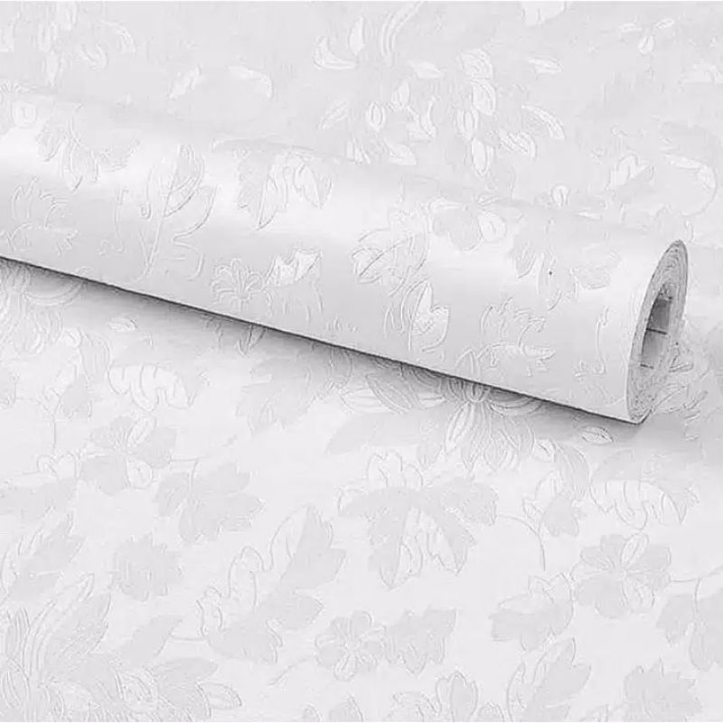 ( BELI 4 GRATIS 2 )Terlaris Wallpaper Sticker Wallpaper Dinding Ruang Tamu Motif Polos | Putih Salur Bunga | Cream | Abu Ungu Kuning Hijau Coklat Merah Pink Biru Batik Bunga Kembang Batu Bata 3D Kotak Segitiga Minimalis Garis Emas Tua Muda Murah-Putih Daun Damaks