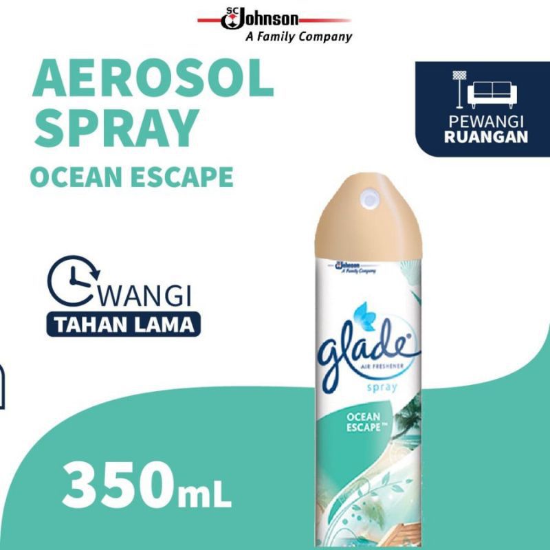 Glade Aerosol Spray Ocean Escape pengharum ruangan glade 250ml / 350+50 ml