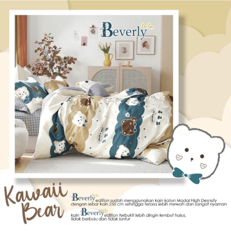 Sprei katun premium motif anak terbaru kawai bear beverly