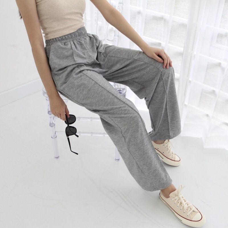 BAE PANTS / Celana Highwaist Kulot Panjang Wanita / Loose Cullote Pants / Baby Terry Trousers