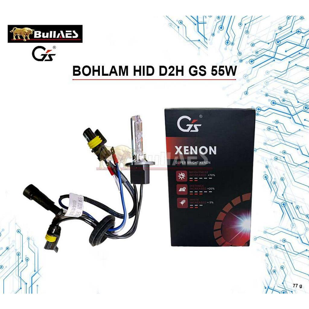 Bohlam Hid D2H 55 Watt Xenon Bulb Warranty 1 tahun Merk GS