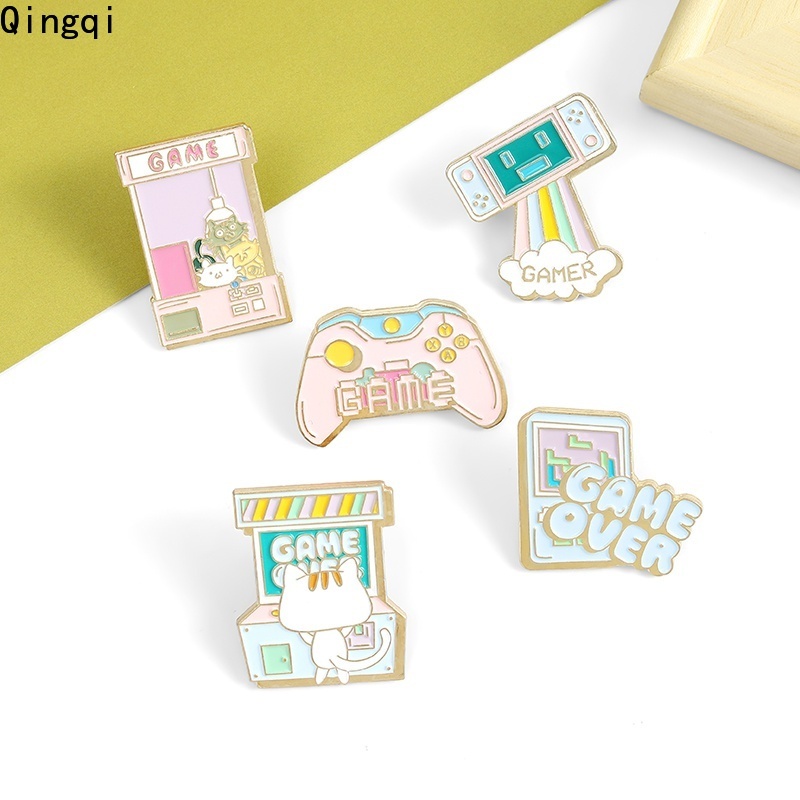 Bros Pin Enamel Desain Kartun Game Player Bangau Pelangi Gaya Vintage Untuk Hadiah