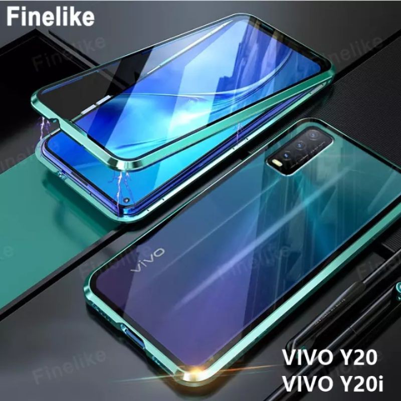 DOUBLE GLASS VIVO Y12s / Y20 / Y20s / Y20sG SG MAGNETIC MAGNETIK MAGNET CASE KACA DEPAN BELAKANG HAR