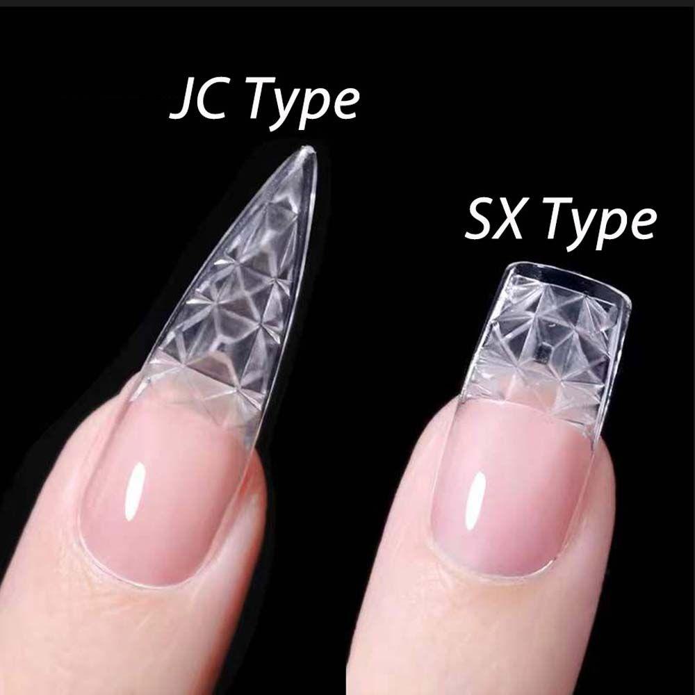 Mxbeauty Glasir Berwarna Kuku Palsu Buatan Reusable Trapesium Fake Nails Tips Stiletto Square Manicure Set Kristal Tips Kuku Palsu