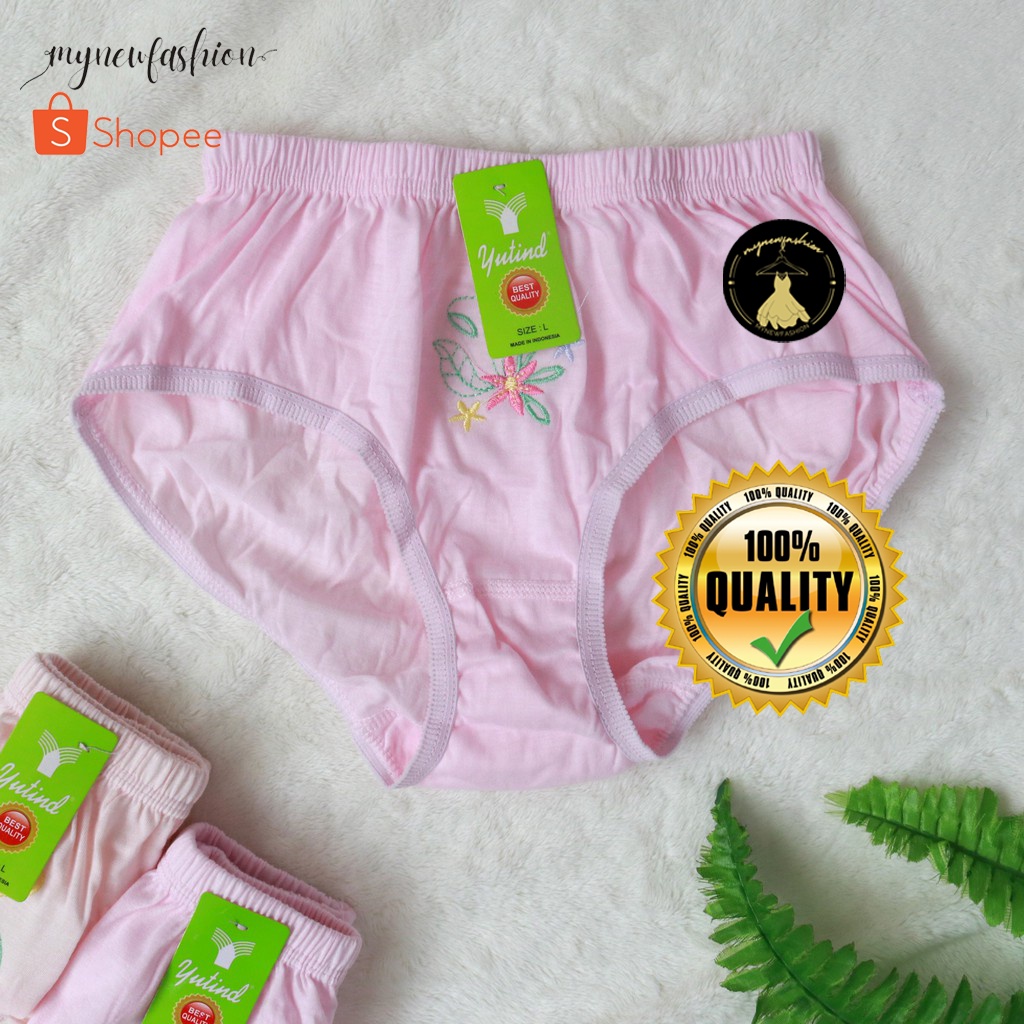 newmyfashion-6 Pcs Celana Dalam Ibu Zaman Dulu - Celana Dalam Bordil Bordir Bunga - CD Wanita-Sempak