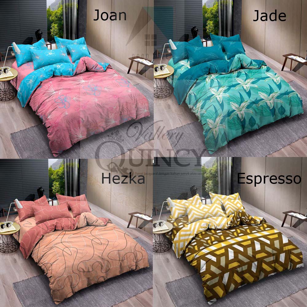 Bedcover Set Sprei Vallery Quincy Premium Luxurious (Joan,Jade,Hezka,Espresso)