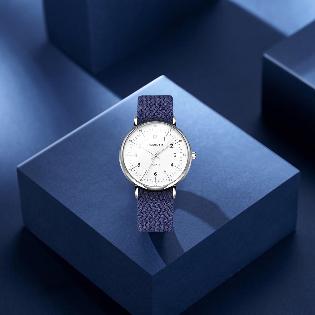 REBIRTH Jam Tangan Wanita Simple Santai Olahraga Tali Nilon Tahan Air Jam Tangan Cewek-1