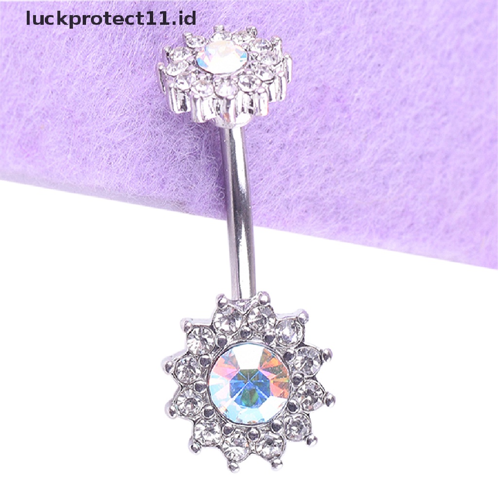 &lt; Luckprotect11. &lt; LuckproteksiCincin Tindik Pusar Bentuk Bunga Kristal Untuk Wanita