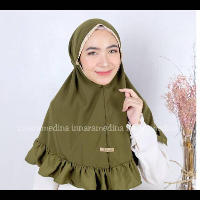 HIJAB BERGO INSTAN TALI REMPEL RENDA / BERGO MARYAM REMPEL RENDA NON PED TALI DIAMOND