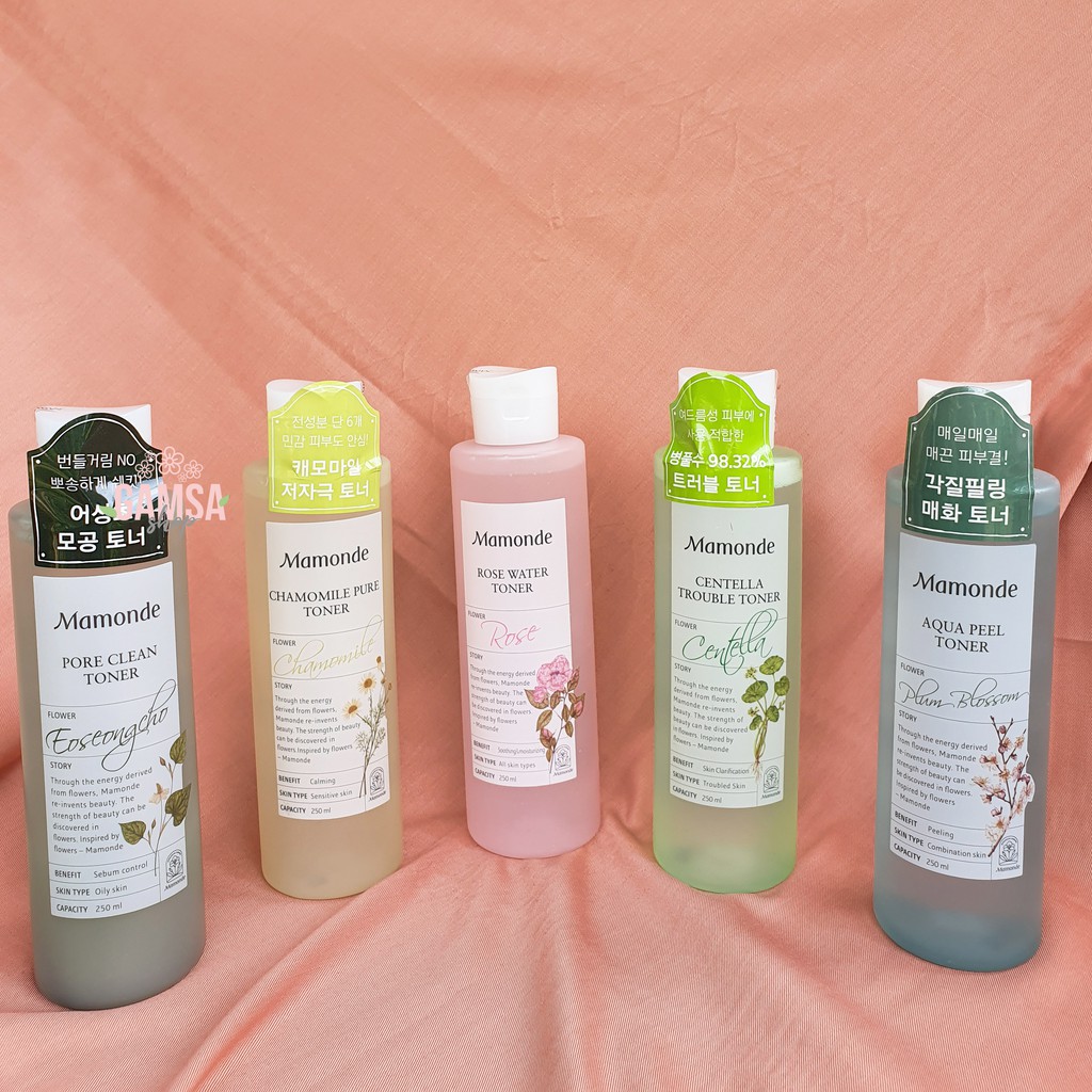 MAMONDE Toner 250ml (Rose Water, Aqua Peel, Chamomile Pure, Centella Trouble, Pore Clean Toner)