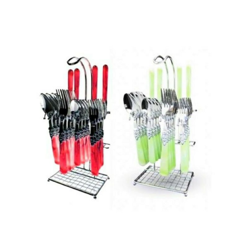 Oxone Cutlery Set With Chrome Stand / Sendok &amp; Garfu Set 20 Set OX9500