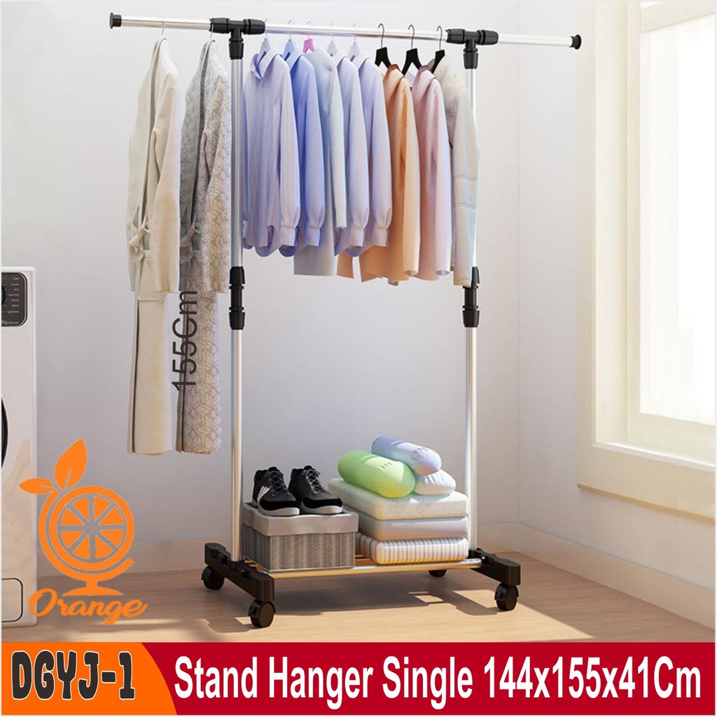 BISA COD Stand Hanger Single Rak Serbaguna Dengan 4 Roda Bahan Stainless Berkualitas Termurah Laris_unik