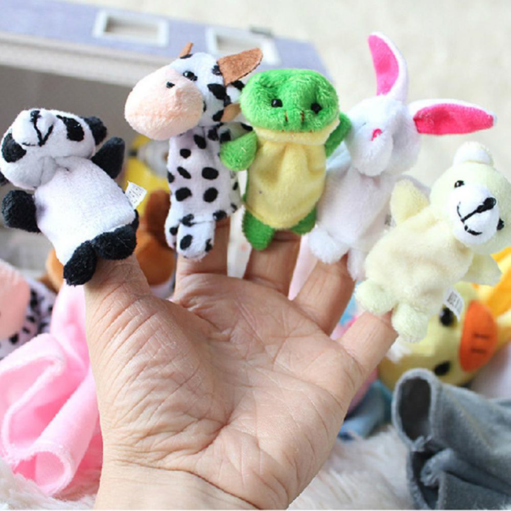 Timekey 10Pcs / Pak Mainan Boneka Jari Puppet Plush Hewan Untuk Edukasi Bayi / Anak S6V9