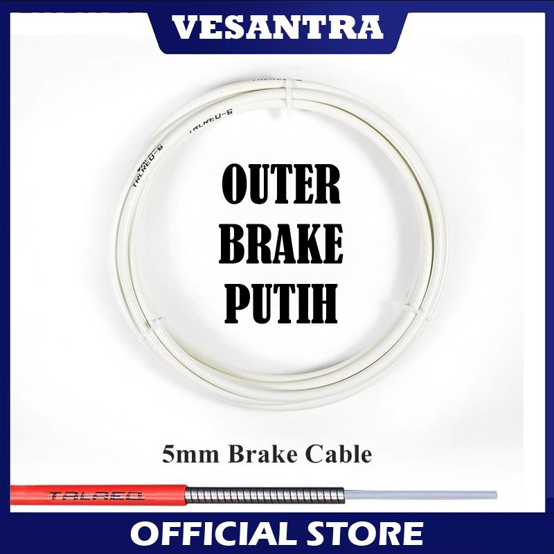 Trlreq Kabel Luar Rem Mekanik Sepeda 1M Outer Brake Cable Hose Putih