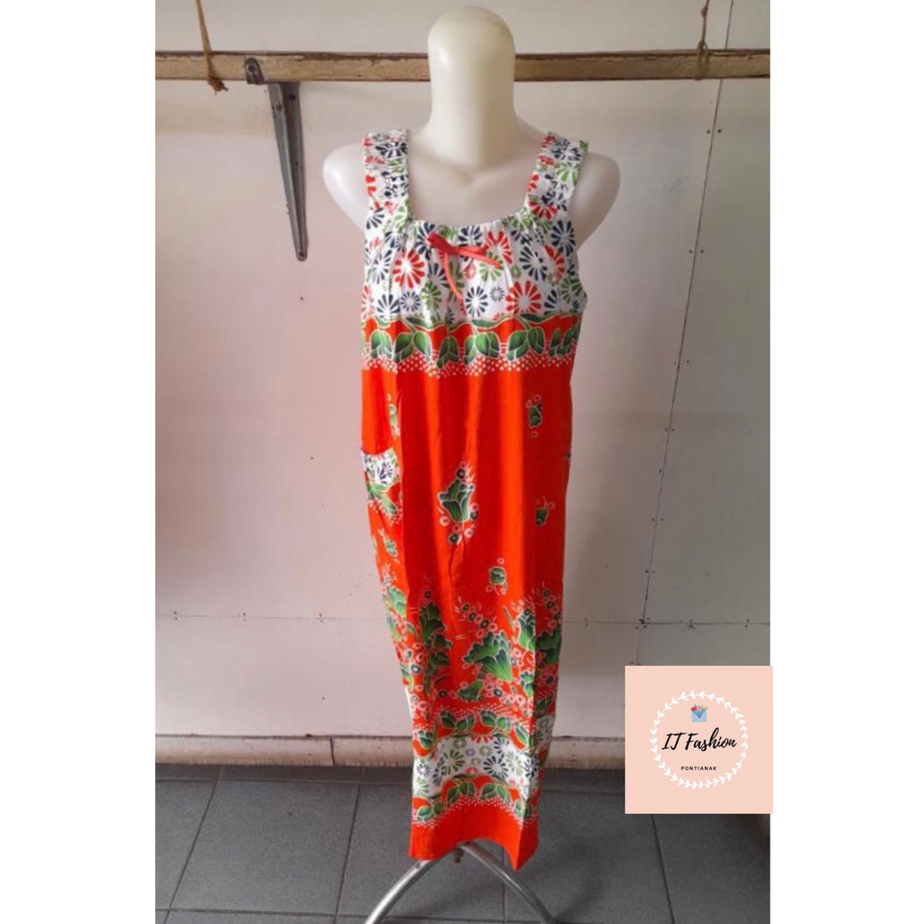 Daster Batik Hengky Tanpa Lengan Ukuran Jumbo Motif Bunga