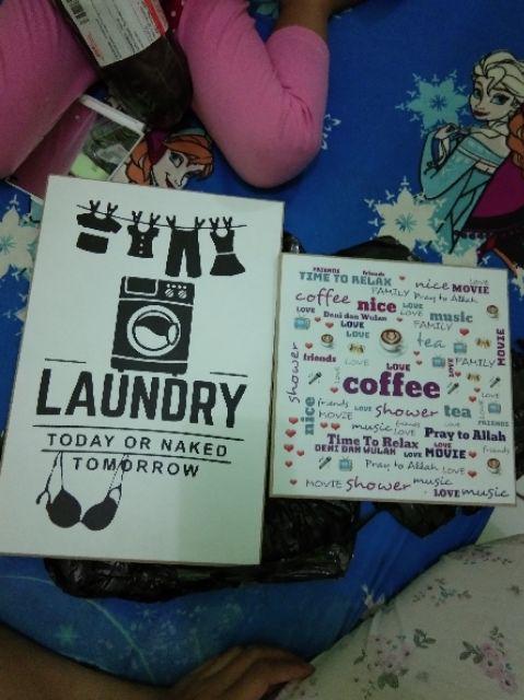 Walldecor L121 Pajangan Dinding Laundry Shabby Vintage Hitam Putih