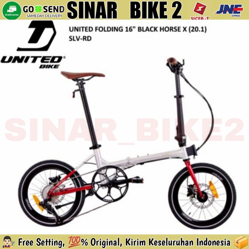 Sepeda Lipat UNITED BLACK HORSE X 20.1 16 Inch Chromoly 10 Speed Hidrolik