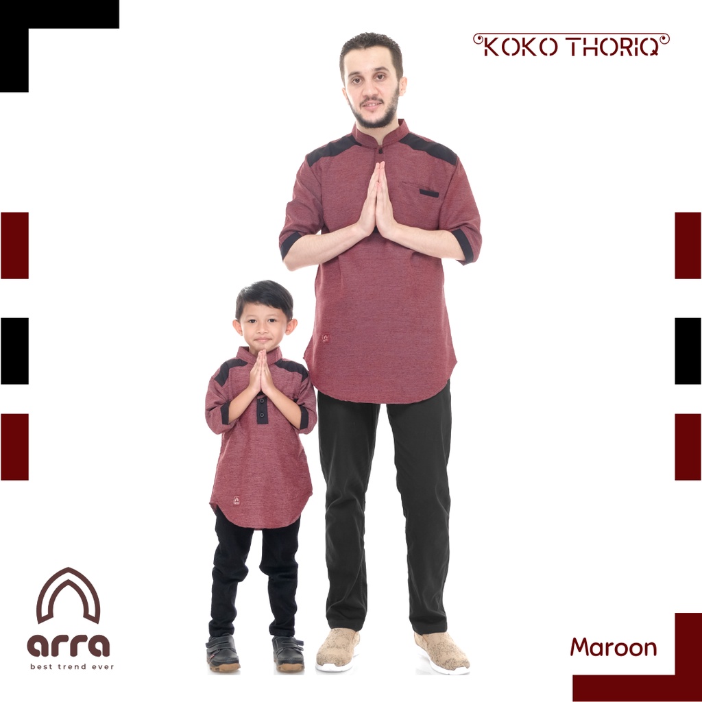 Baju Koko Couple Ayah Anak Thoriq Series By Arra Original Fashion Muslim Atasan Kemeja Taqwa Cople K