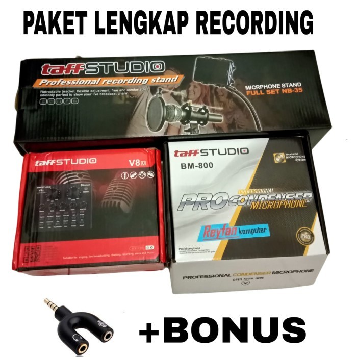 PAKET RECORDING LENGKAP MIC BM 800 BM800 SOUNDCARD V8 YOUTUBE SMULE