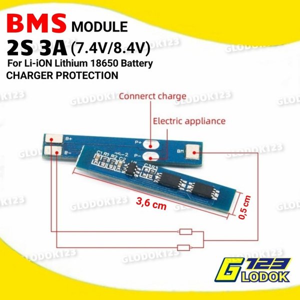 Modul BMS Battery Charger Protection Pelindung Baterai 18650 2S 3A