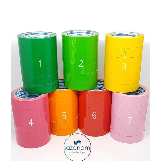 

OPEN RESSELER 1 PACK ISOLASI WARNA 1" INCH 24MM x 50M SAZANAMI LAKBAN WARNA WARNI