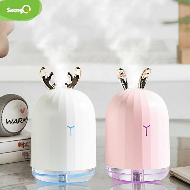 HUMIDIFIER PURIFIER DIFFUSER AROMATHERAPY WHITE PINK DEER CUTE 220 ML PELEMBAB UDARA AROMA OIL