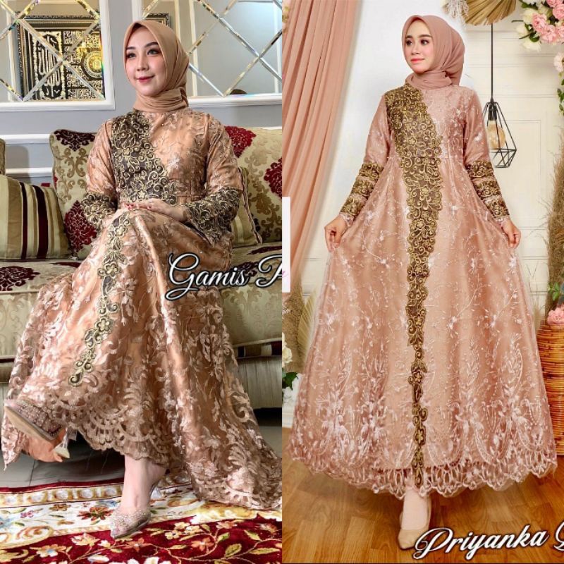 Kadai.baju / Gamis priyanka / Gamis tulle bordir / Gamis pesta / Gamis brukat jumbo