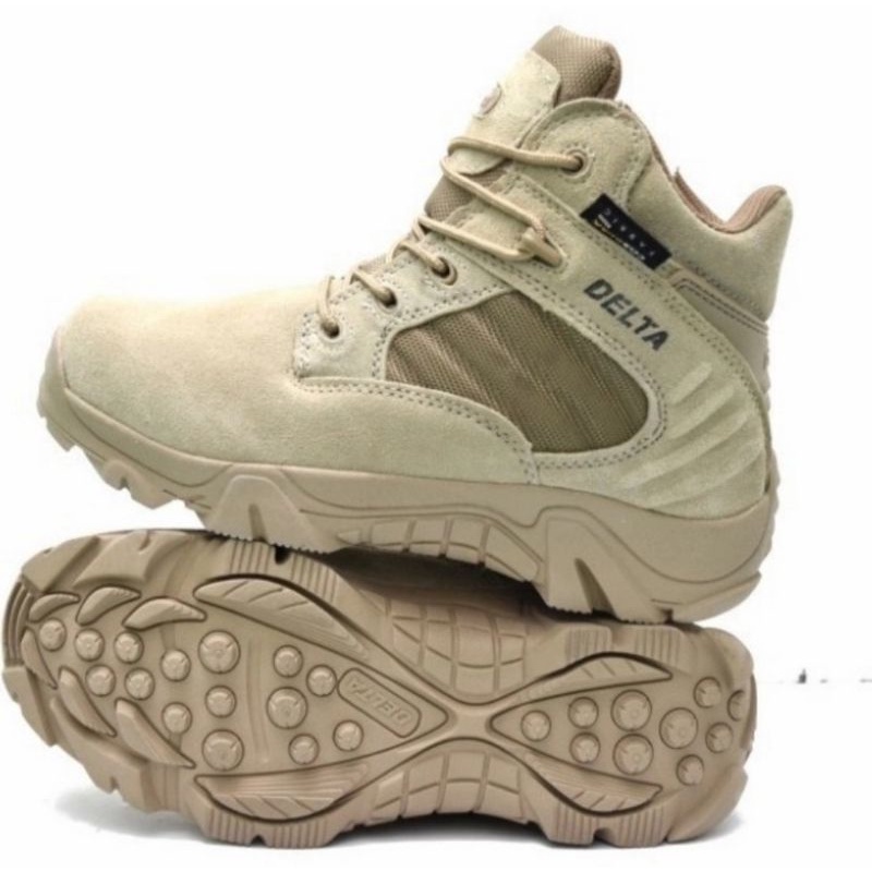 Sepatu Delta Pendek 6 inch | Sepatu TactikaL Delta Warna Hitam dan Krem Kualitas import