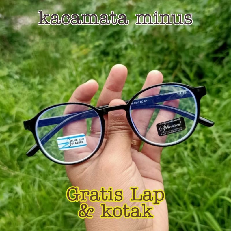 Kacamata Minus / Kacamata Anti Radiasi Blue Ray Untuk Rabun Jauh / Frame Oval Pria dan Wanita