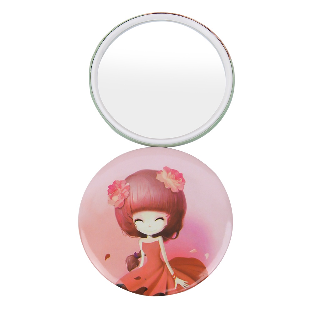 Cermin Saku Mini Bentuk Bulat Motif Kartun Gaya Korea Untuk Makeup