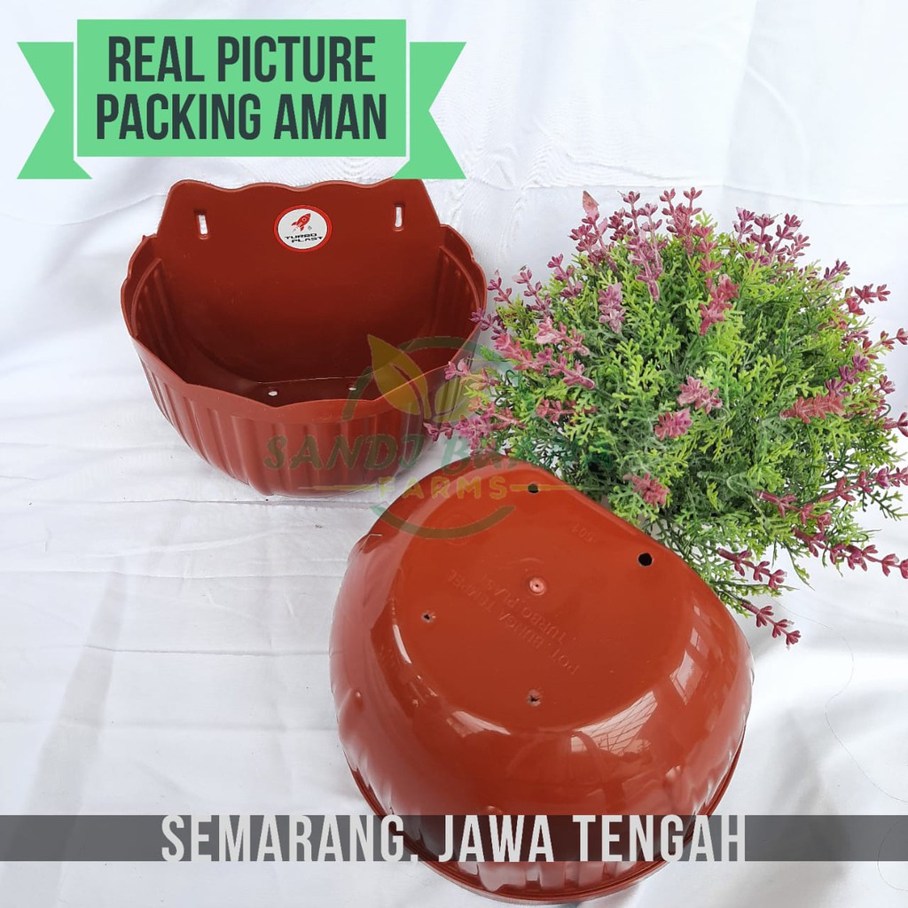 POT TEMPEL MERAH MERAH BATA, POT DINDING, POT PAGAR
