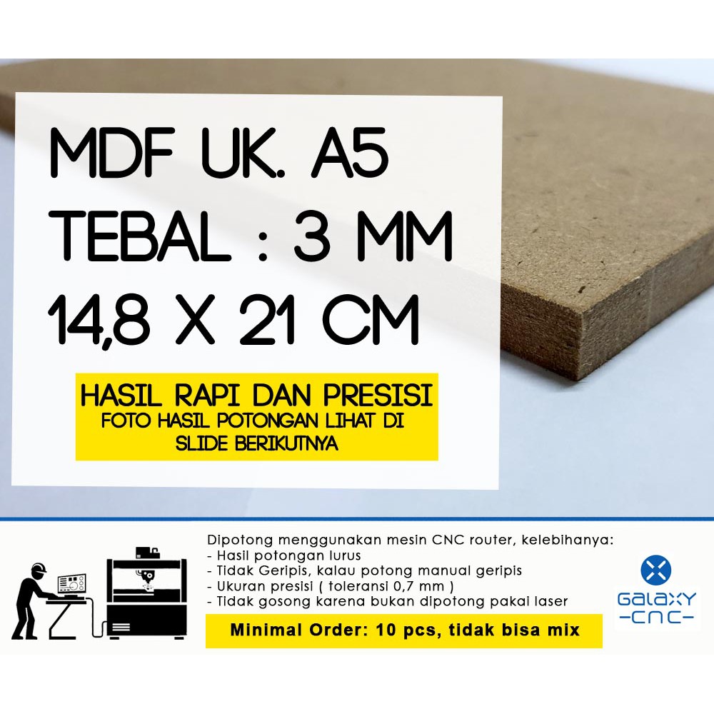 Papan kayu kotak A5 - MDF 3 mm