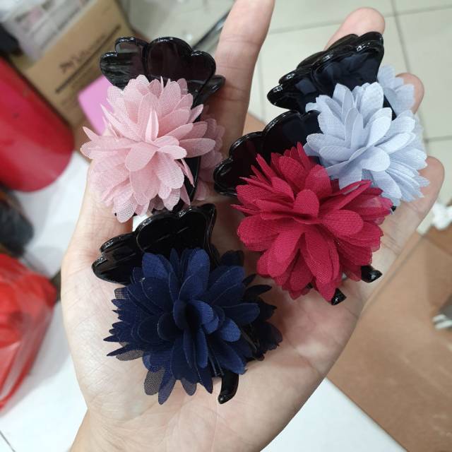 Jepit korea flower jepit jedar import hairclip hairpin bahan tebal