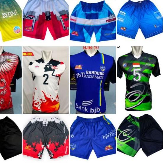 ✸ PAKET HEMAT setelan baju dan celana voli proliga / setelan baju voli BNI/ setelan kaos voli printi