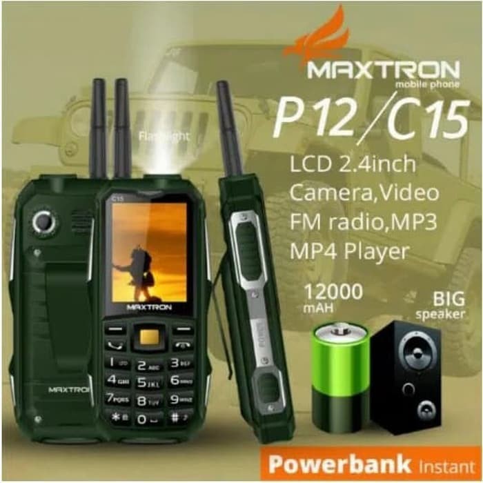 DISKON MAXTRON P12 C15 BIG SPEAKER OUTDOOR HP GUNUNG DUAL SIM - HIJAU - HITAM