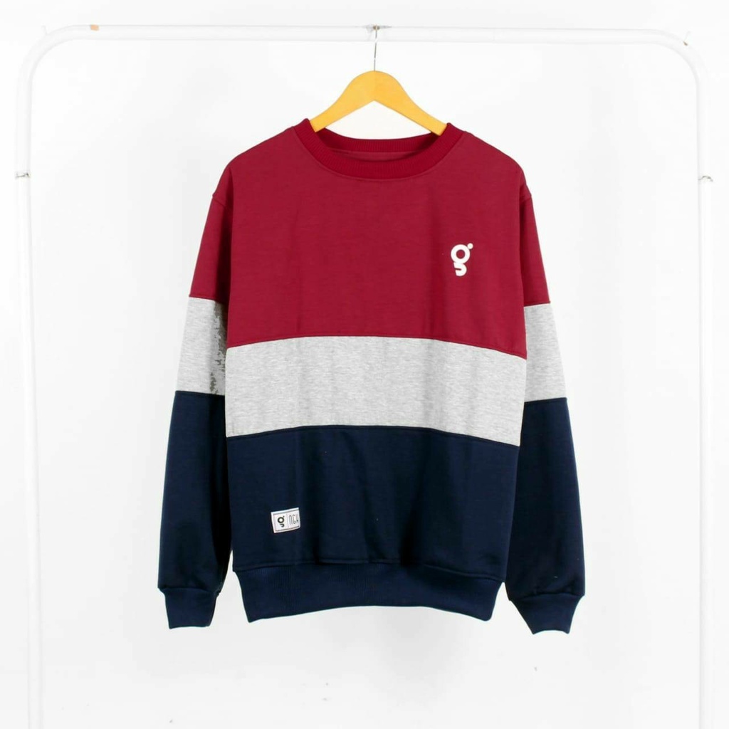 Crewneck Kombinasi Original Local l Sweater Kombinasi Basic Original