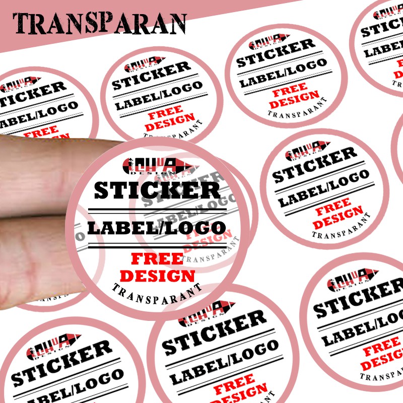 

PROMO! Stiker Label TRANSPARANT waterproof- FREE DESIGN, METERAN sesuai minimal order di diskripsi