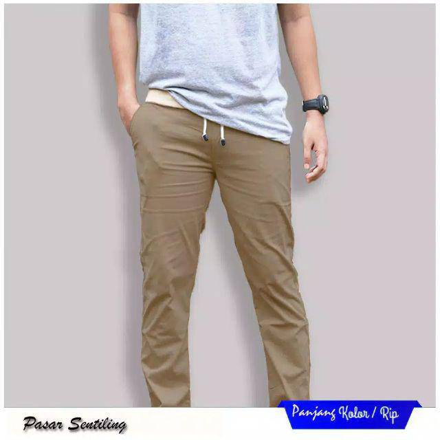 BIG SIZE SUPER JUMBO XXXXXL CELANA CHINO PRIA PANJANG CELANA CHINOS COWOK PANJANG JUMBO KARET PINGGANG RIP KOLOR