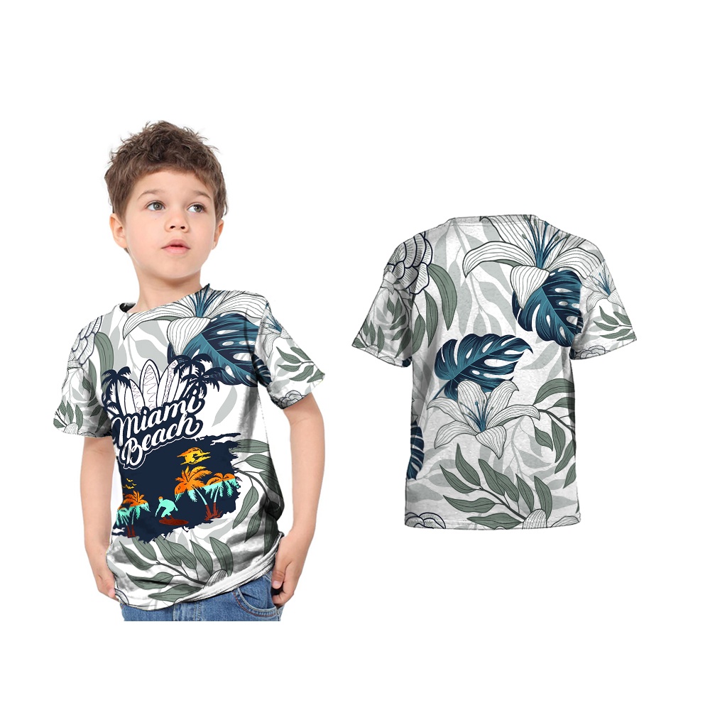 Kaos Pantai Anak Anak Cewe Cowo Full Printing - Baju Kaos Tshirt Anak Anak Pantai 01