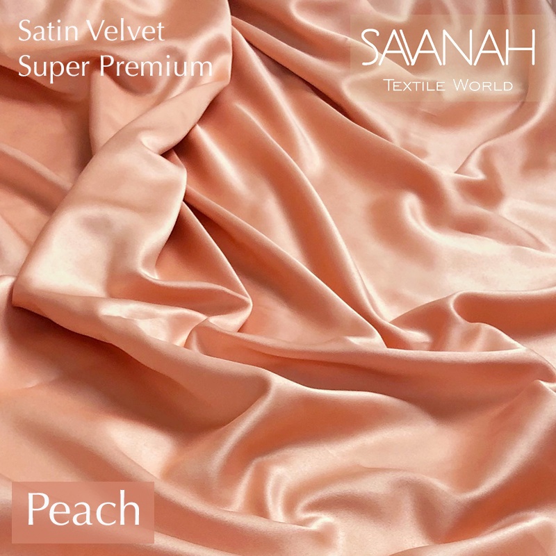 1 meter Kain Satin Velvet SUPER PREMIUM / Sateen Velvet Premium Dress hijab Gamis PASTEL-Peach (salem)