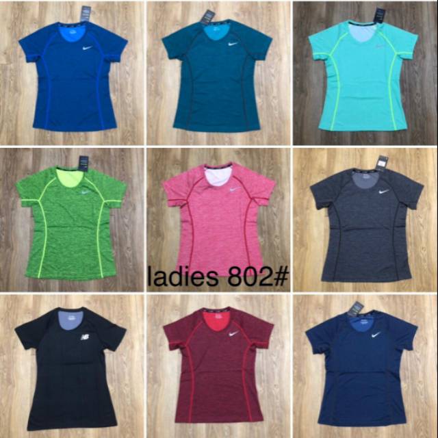 BAJU TRAINING OLAHRAGA NIKE 802 & NB KAOS FITNES WANITA T-SHIRT CEWE GYM GO RUNNING IMPORT
