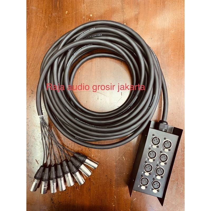 snake kabel 8 input panjang 25 meter sudah lengkap . snake 8 in panjang 25 meter